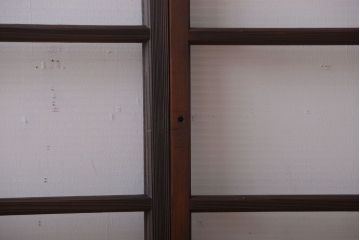 アンティーク　古い木のモールガラス入り引き戸3枚セット(窓)