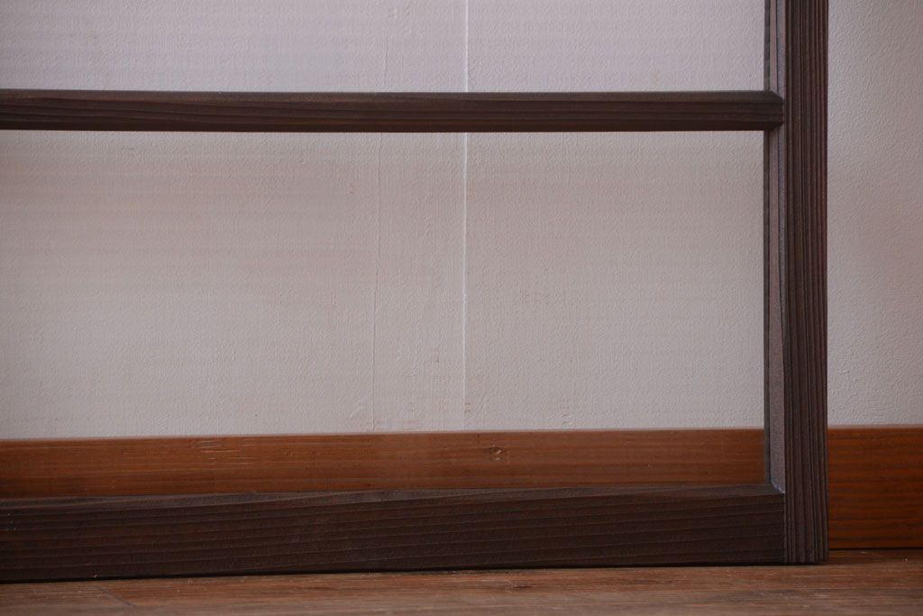 アンティーク　古い木のモールガラス入り引き戸3枚セット(窓)