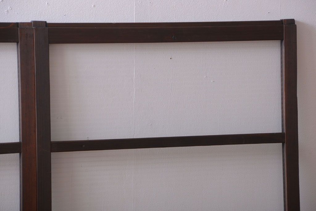 アンティーク　古い木のモールガラス入り引き戸3枚セット(窓)