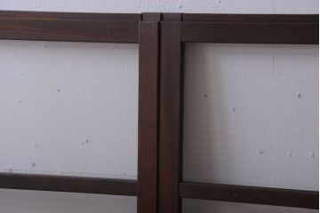 アンティーク　古い木のモールガラス入り引き戸3枚セット(窓)