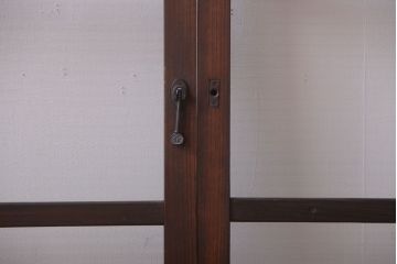 アンティーク　古い木のモールガラス入り引き戸3枚セット(窓)