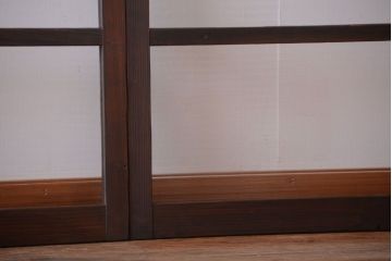アンティーク　古い木のモールガラス入り引き戸3枚セット(窓)