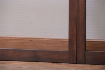 アンティーク　古い木のモールガラス入り引き戸3枚セット(窓)