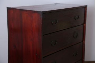 アンティーク家具　古民具・骨董　シンプルな古い木のアンティーク箪笥(チェスト)