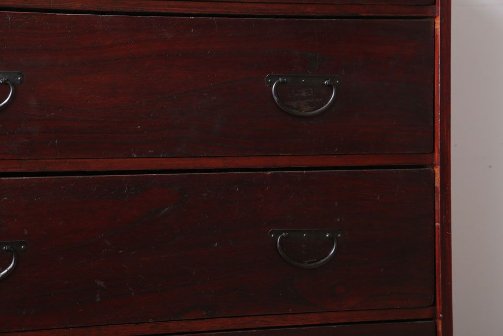 アンティーク家具　古民具・骨董　シンプルな古い木のアンティーク箪笥(チェスト)