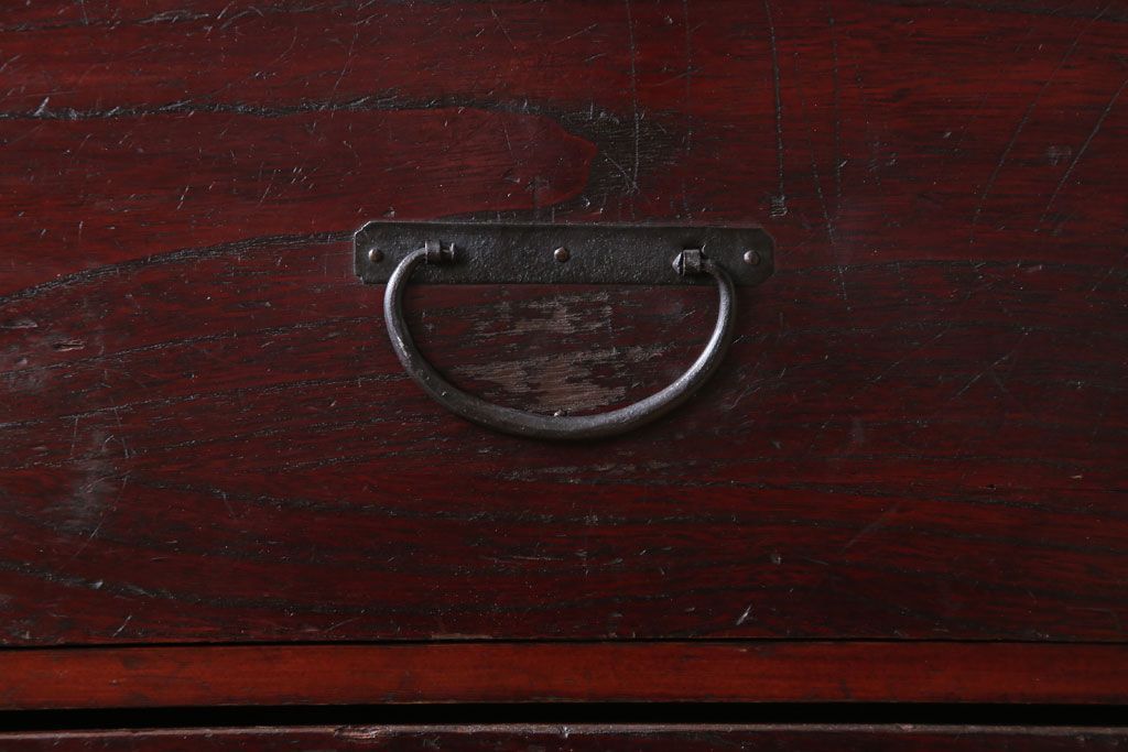 アンティーク家具　古民具・骨董　シンプルな古い木のアンティーク箪笥(チェスト)