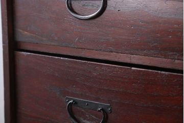 アンティーク家具　古民具・骨董　シンプルな古い木のアンティーク箪笥(チェスト)
