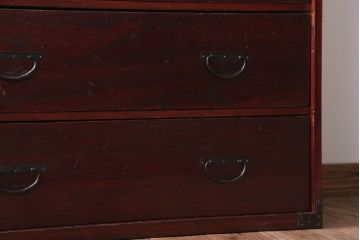 アンティーク家具　古民具・骨董　シンプルな古い木のアンティーク箪笥(チェスト)