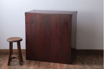 アンティーク家具　古民具・骨董　シンプルな古い木のアンティーク箪笥(チェスト)