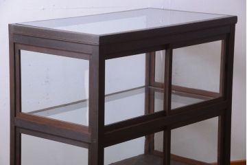 アンティーク家具　和製アンティーク　小振りな鉄脚付きガラスケース