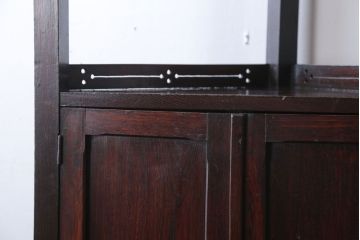 アンティーク家具　和製アンティーク　古いナラ材のシックなコーナーキャビネット