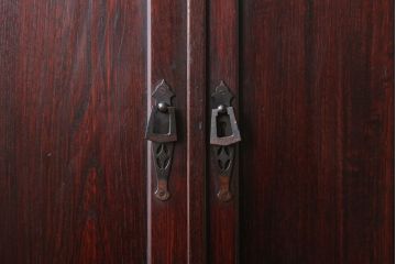 アンティーク家具　和製アンティーク　古いナラ材のシックなコーナーキャビネット