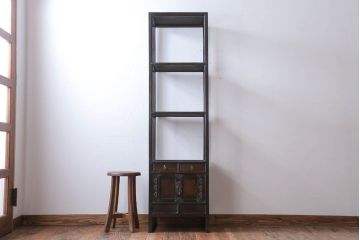 中古　民芸家具　高級感あふれる縦型李朝棚(飾り棚)