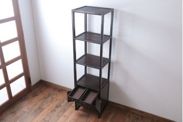 中古　民芸家具　高級感あふれる縦型李朝棚(飾り棚)