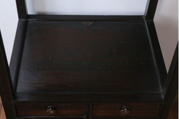中古　民芸家具　高級感あふれる縦型李朝棚(飾り棚)