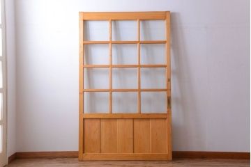 和製アンティーク　木味が美しいガラス入り蔵戸(玄関戸)