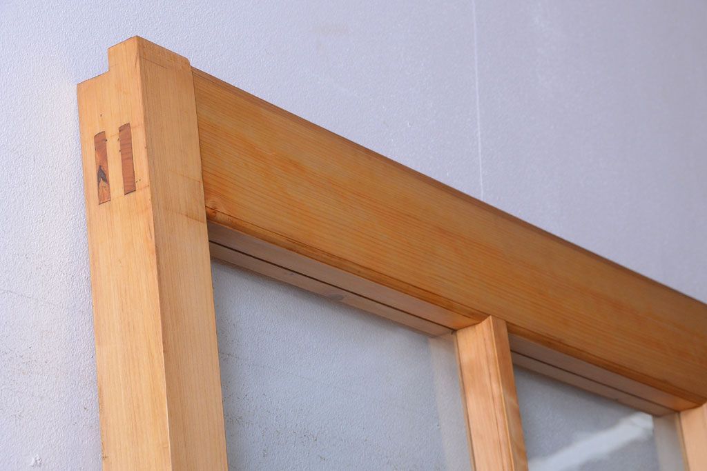 和製アンティーク　木味が美しいガラス入り蔵戸(玄関戸)