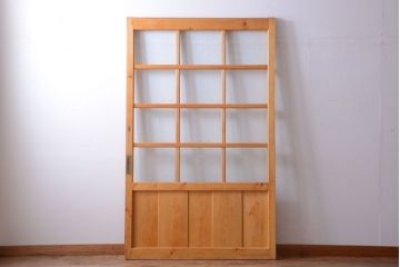 和製アンティーク　木味が美しいガラス入り蔵戸(玄関戸)