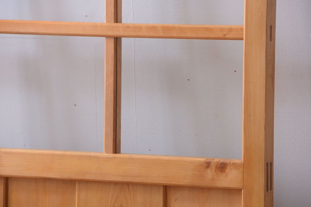 和製アンティーク　木味が美しいガラス入り蔵戸(玄関戸)