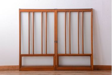 和製アンティーク　レトロなガラス入り引き戸2枚セット(窓)(2)