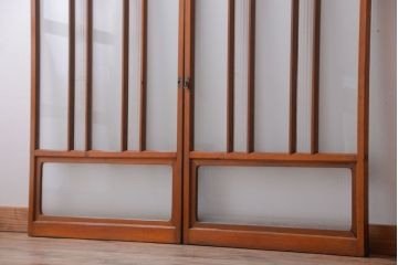 和製アンティーク　レトロなガラス入り引き戸2枚セット(窓)(2)
