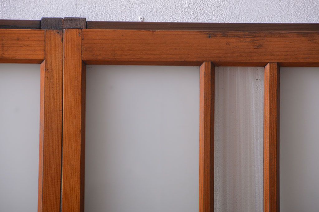 和製アンティーク　レトロなガラス入り引き戸2枚セット(窓)(2)