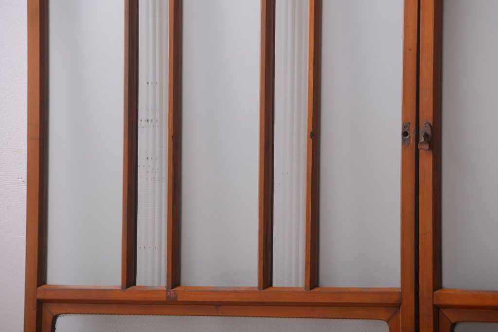 和製アンティーク　レトロなガラス入り引き戸2枚セット(窓)(2)