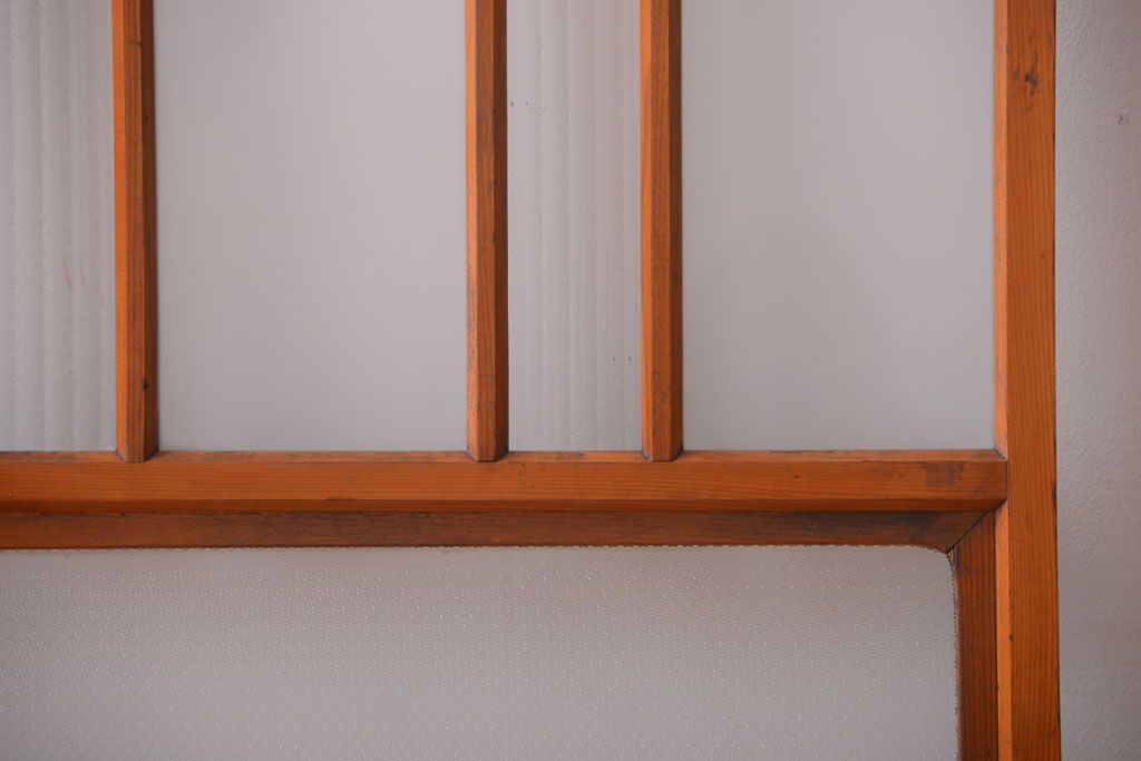 和製アンティーク　レトロなガラス入り引き戸2枚セット(窓)(2)