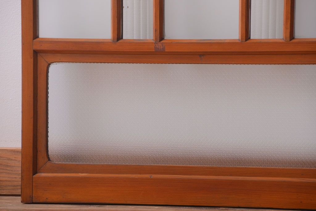 和製アンティーク　レトロなガラス入り引き戸2枚セット(窓)(2)