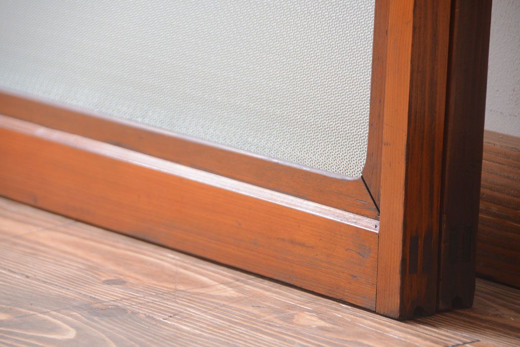 和製アンティーク　レトロなガラス入り引き戸2枚セット(窓)(2)