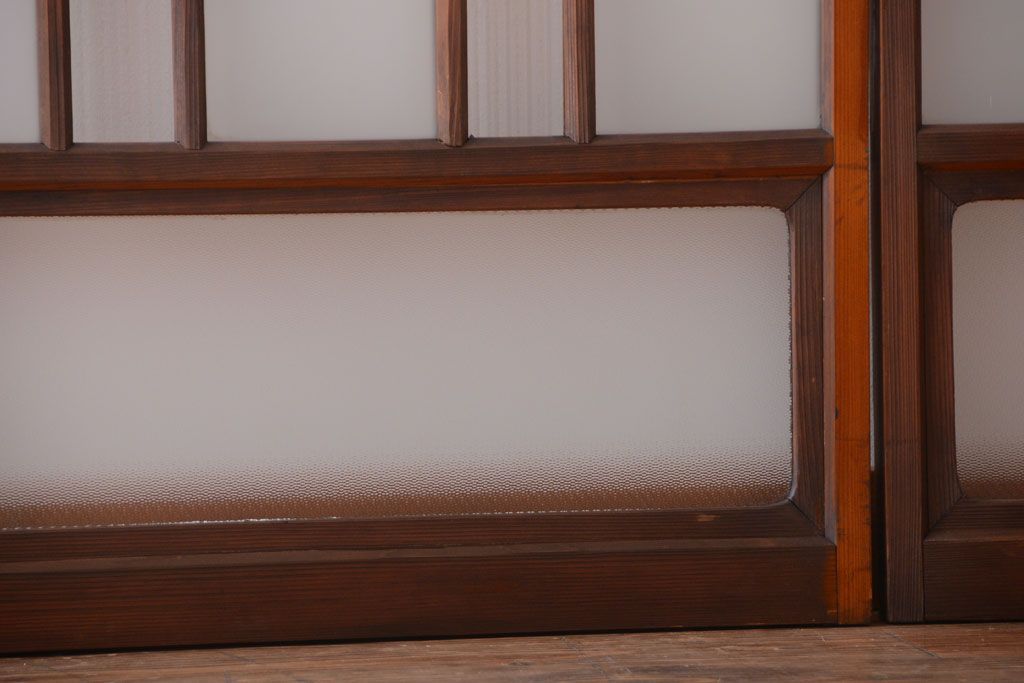 和製アンティーク　レトロなガラス入り引き戸2枚セット(窓)(2)