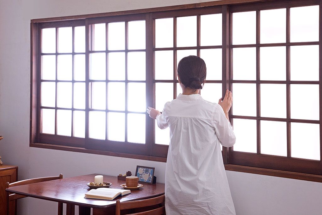 和製アンティーク　市松模様のガラス格子戸4枚セット(窓)