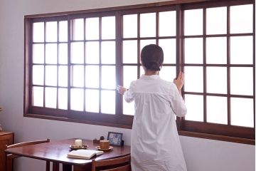 和製アンティーク　市松模様のガラス格子戸4枚セット(窓)