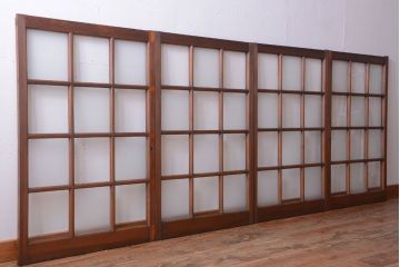 和製アンティーク　市松模様のガラス格子戸4枚セット(窓)