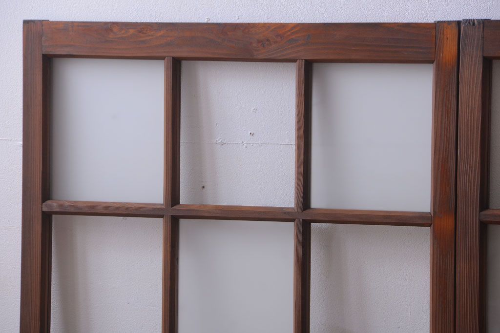 和製アンティーク　市松模様のガラス格子戸4枚セット(窓)