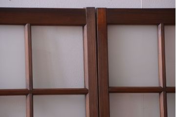 和製アンティーク　市松模様のガラス格子戸4枚セット(窓)