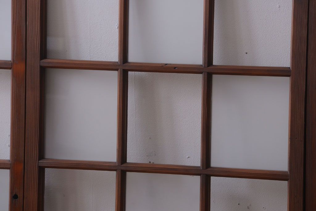 和製アンティーク　市松模様のガラス格子戸4枚セット(窓)