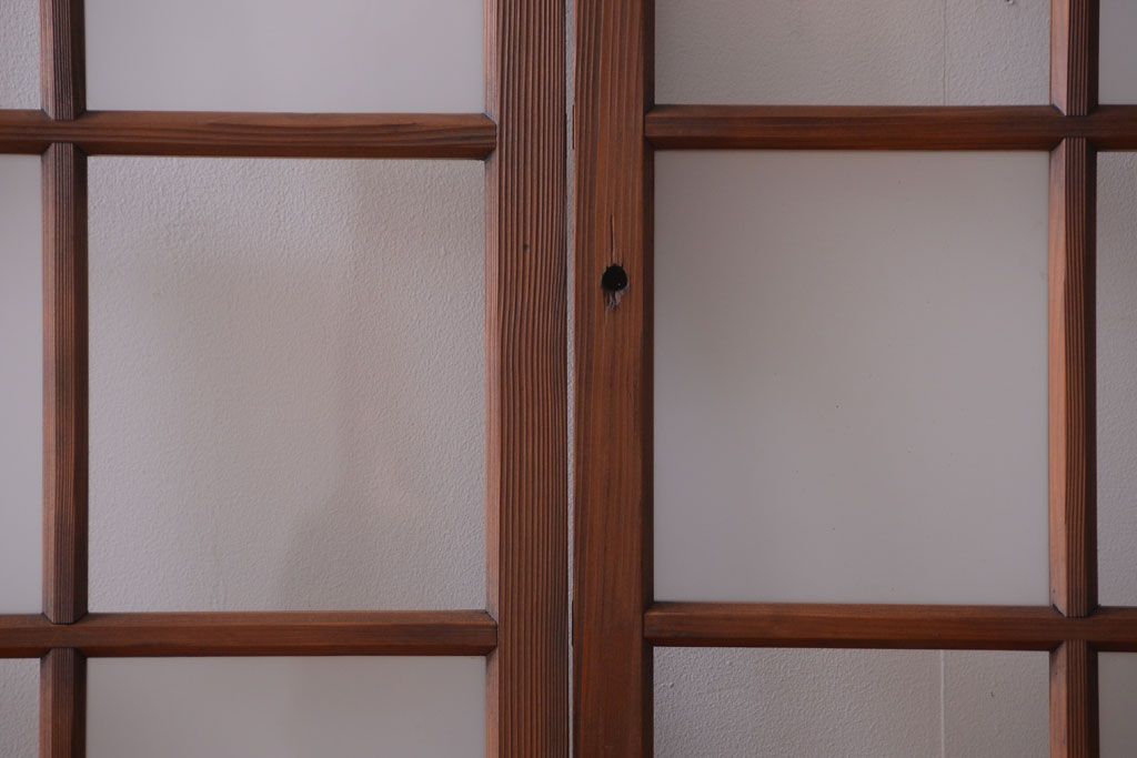 和製アンティーク　市松模様のガラス格子戸4枚セット(窓)