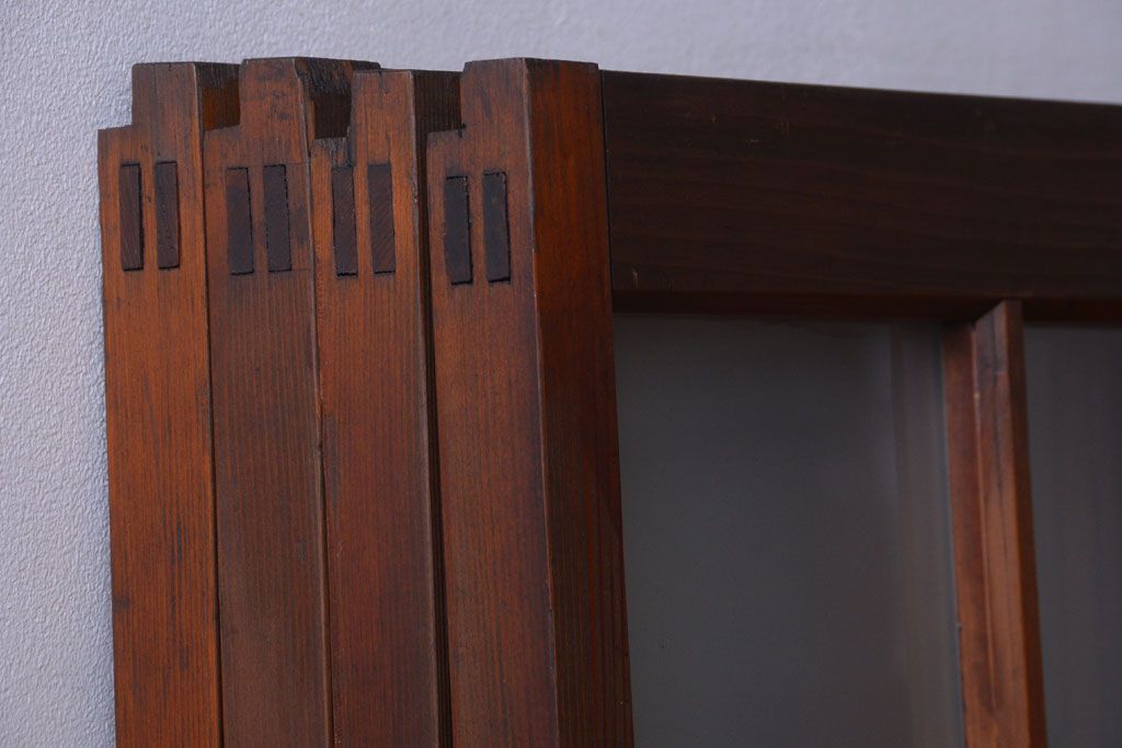 和製アンティーク　市松模様のガラス格子戸4枚セット(窓)