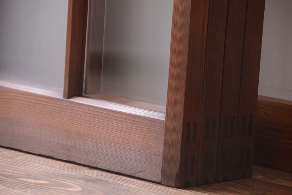 和製アンティーク　市松模様のガラス格子戸4枚セット(窓)