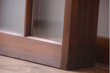 和製アンティーク　市松模様のガラス格子戸4枚セット(窓)