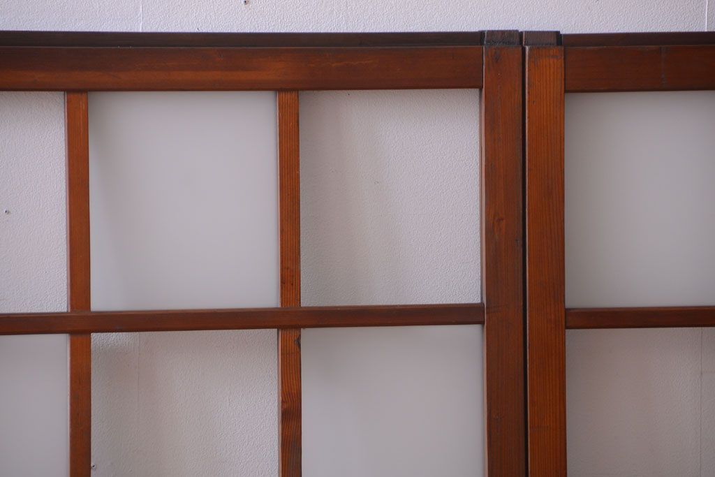 和製アンティーク　市松模様のガラス格子戸4枚セット(窓)