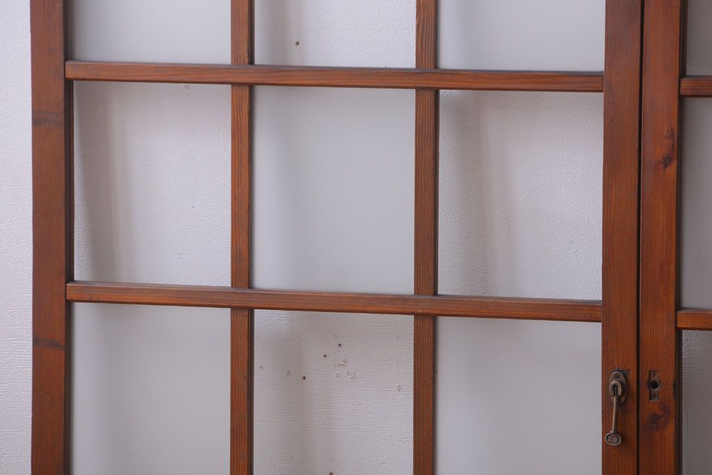 和製アンティーク　市松模様のガラス格子戸4枚セット(窓)