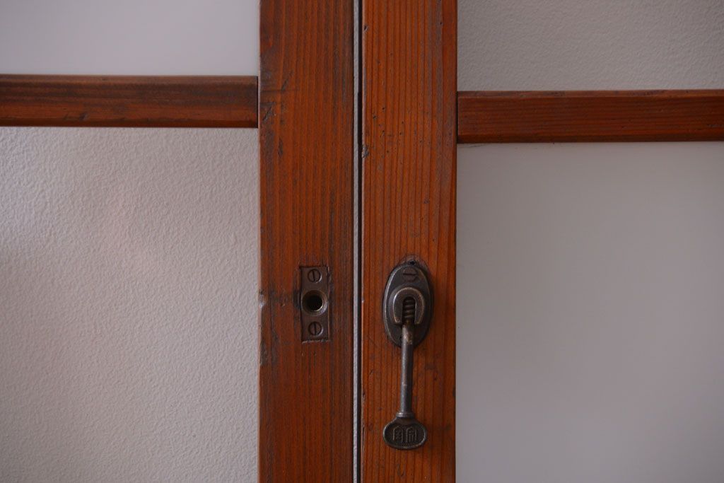 和製アンティーク　市松模様のガラス格子戸4枚セット(窓)