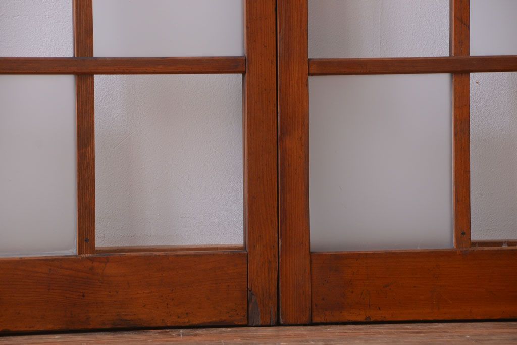 和製アンティーク　市松模様のガラス格子戸4枚セット(窓)