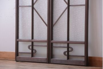 和製アンティーク　モダンなダイヤガラス戸2枚セット