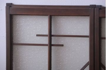 和製アンティーク　モダンなダイヤガラス戸2枚セット