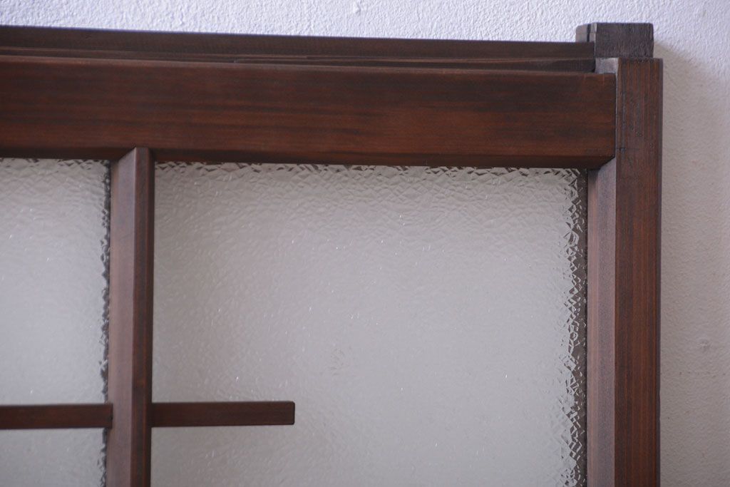 和製アンティーク　モダンなダイヤガラス戸2枚セット