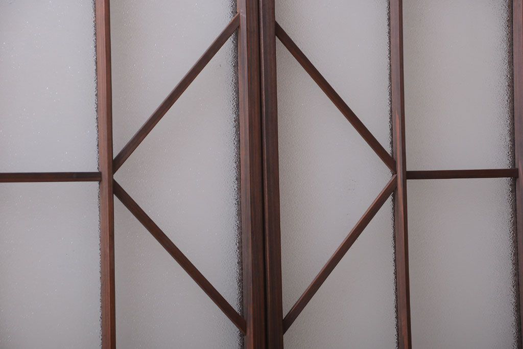 和製アンティーク　モダンなダイヤガラス戸2枚セット