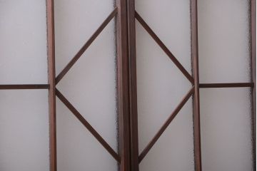 和製アンティーク　モダンなダイヤガラス戸2枚セット